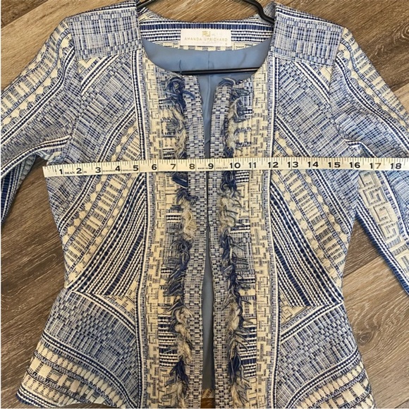 Amanda Uprichard Tweed Peplum Jacket / Blazer Aztec Design with Fringe, Revolve - Picture 7 of 8